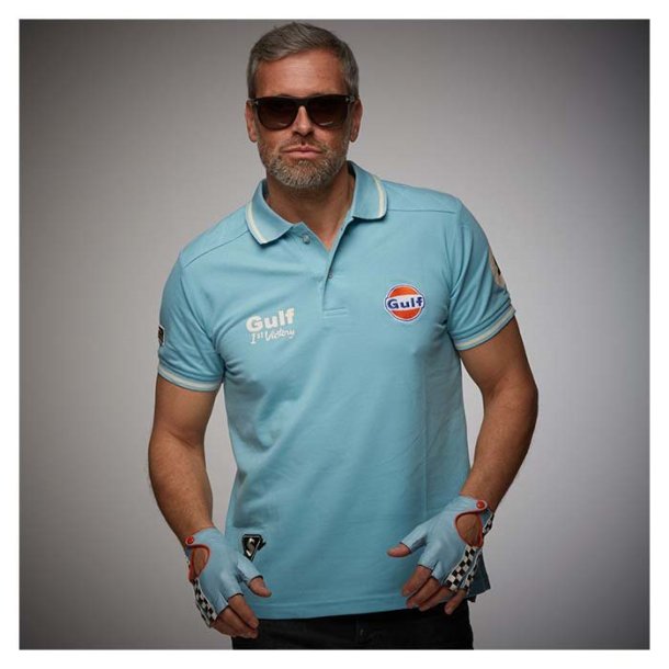 Gulf Vintage polo-shirt. Retro lysbl M