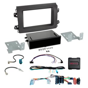 Komplet 2-DIN facia plate m. rum Citroen/Fiat/Opel ISO