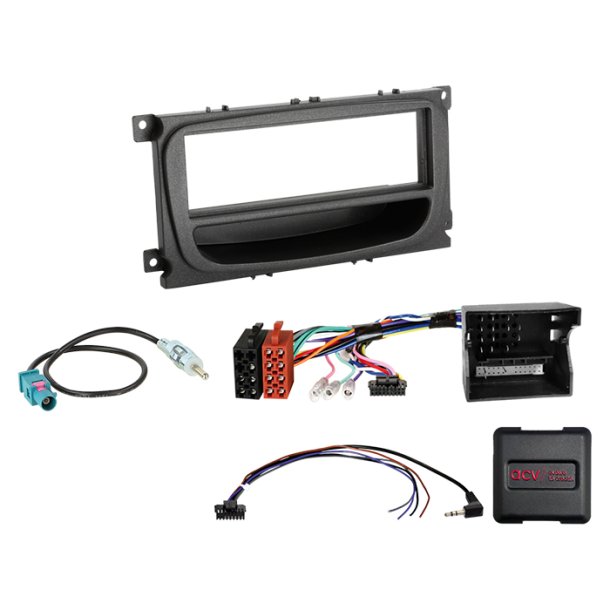 Komplet 1-DIN Kit Ford sort /CAN Bus Fakra