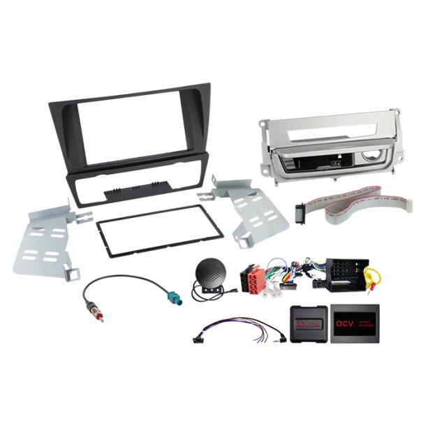 Komplet 2-DIN Kit BMW 3series m. rygerpakke s�lv