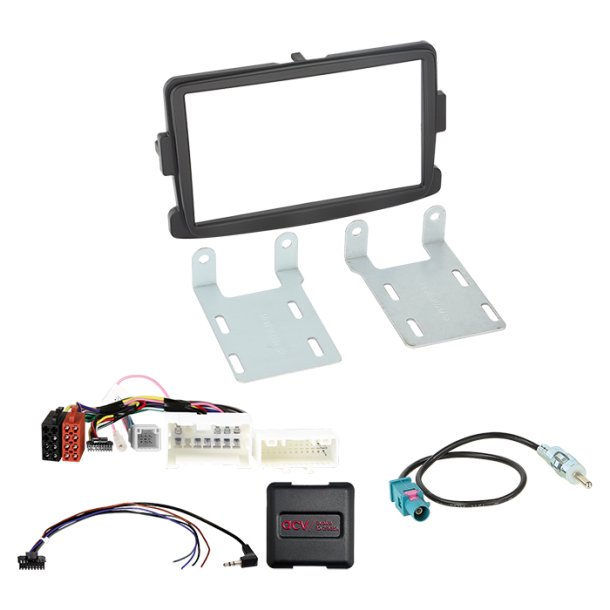 2-DIN kit Dacia/Fiat/Nissan/Opel/Renault sort ratbetj.