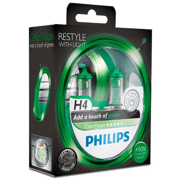 Philips h4 colorvision, grn - 2-pak