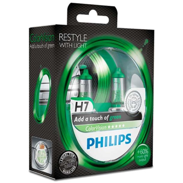 Philips h7 colorvision, grn - 2-pak