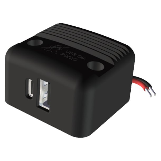 Dobbelt USB-C/A stik til p�bygning 12/24V