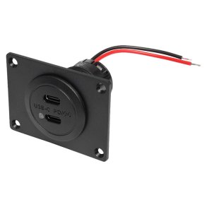 Dobbelt USB-C stik til indbygning med LED