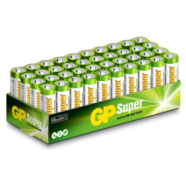 GP Super Alkaline AA batteri, 15A/LR6, 40-pak