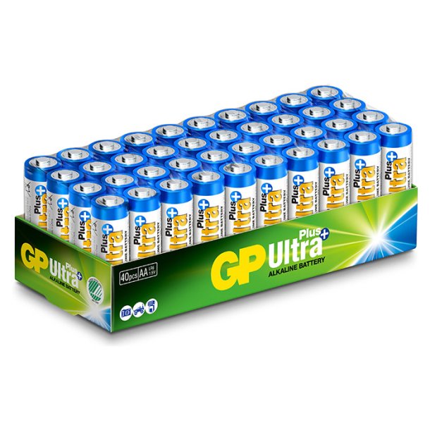 GP Ultra Plus Alkaline AA batteri 15AUP/LR6, 40-pak