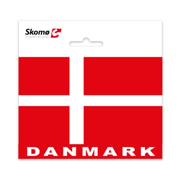 Dk flag med "danmark" 12x9 cm