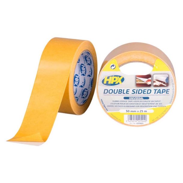 dobbeltklbende universal tape, hvid, 50mm x 25m