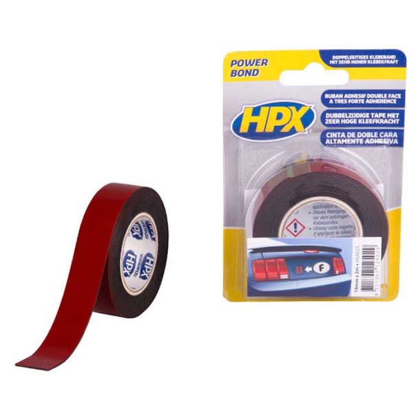 HPX dobbeltklbende tape anthracite 19mm x 2m