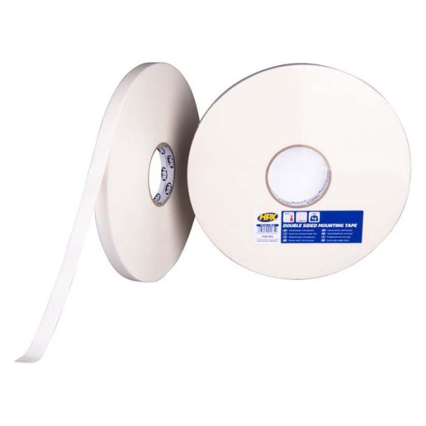 HPX dobbeltklbende tape hvid, 19mm x 50m