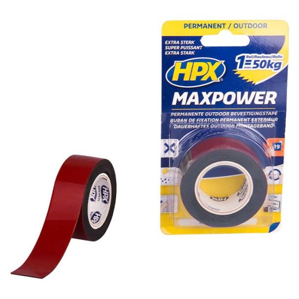 HPX max power monteringstape sort, 25mm x 1,5m