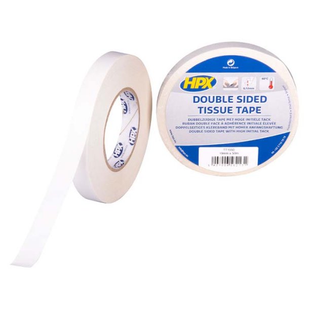 dobbeltklbende universal tape, hvid, 19mm x 50m