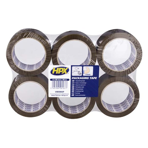 HPX pakketape brun 50mm x 66m (6rl)