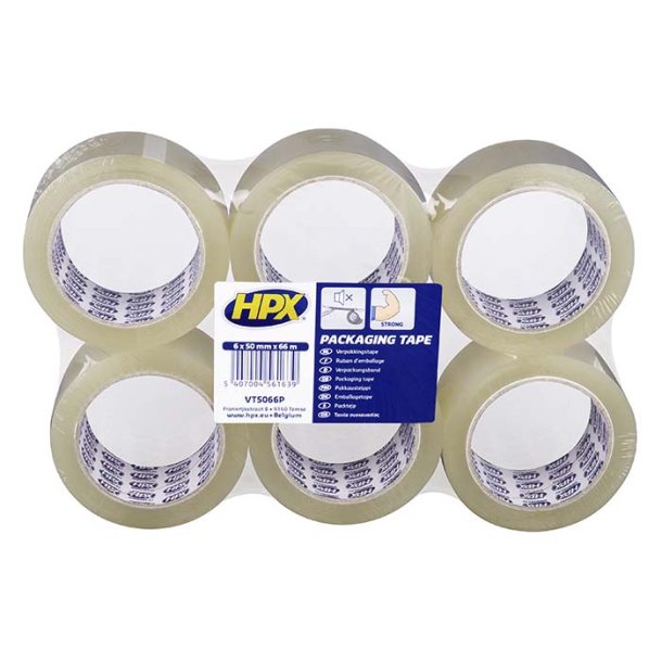 HPX pakketape klar 50mm x 66m (6rl)