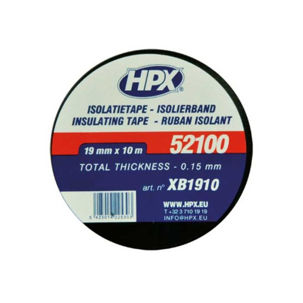 Lux isolerbnd sort 10 stk. 19mm x 10m