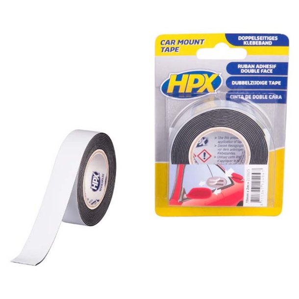 HPX dobbeltklbende tape sort 19mm x 2m