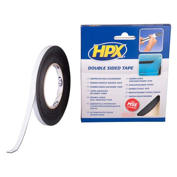 HPX dobbeltklbende tape sort, 9mm x 10m