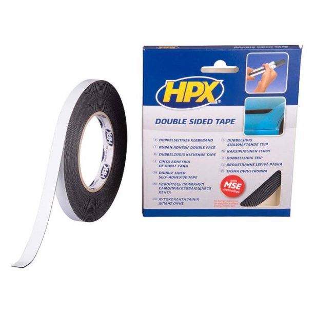 HPX dobbeltklbende tape sort, 12mm x 10m