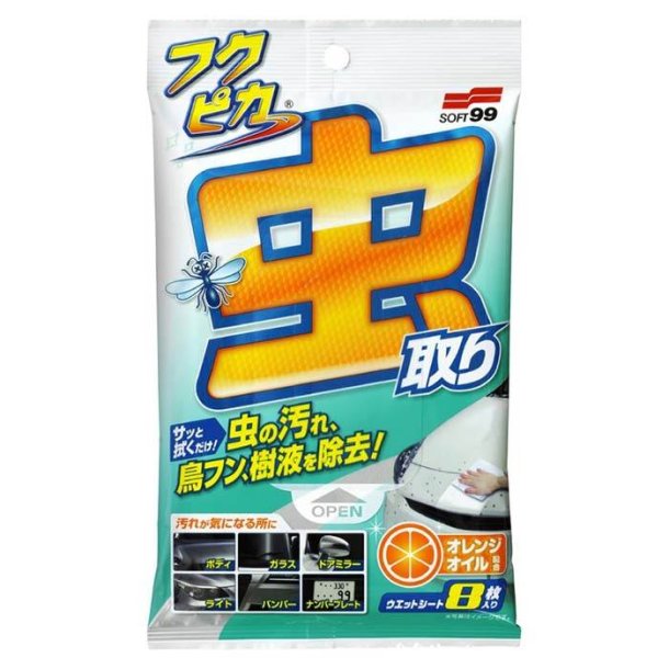 Soft99 Fukupika Bugs &amp; Droppings Removal Wipes Strong