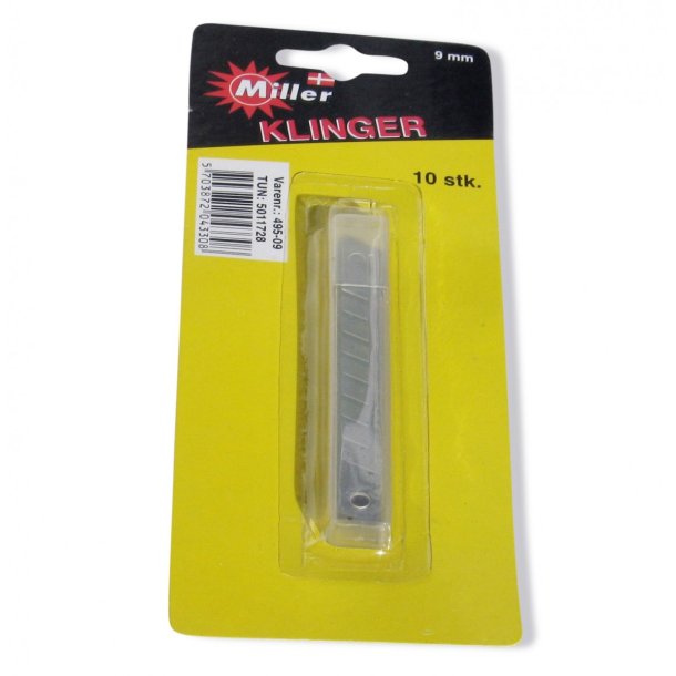 Cutter kniv blade 9 mm 10 stk. pk.